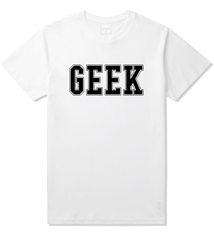 Geek College Style Boys Kids T-Shirt in White By Kings Of NY