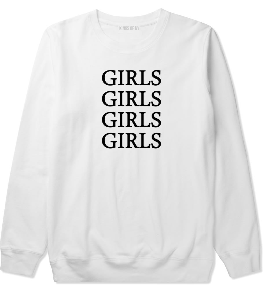 Girls Girls Girls Boys Kids Crewneck Sweatshirt in White by Kings Of NY