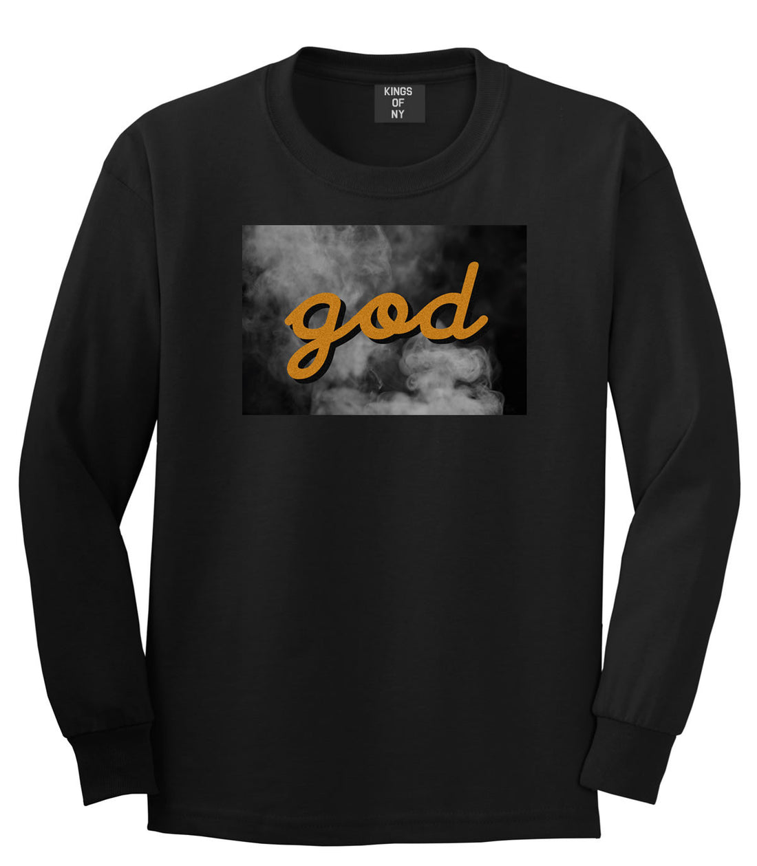 God Up In Smoke Puff Goth Dark Long Sleeve T-Shirt in Black By Kings Of NY