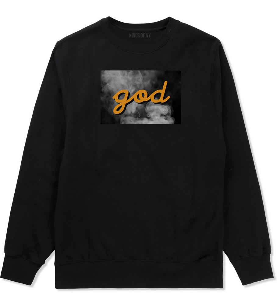 God Up In Smoke Puff Goth Dark Crewneck Sweatshirt in Black By Kings Of NY