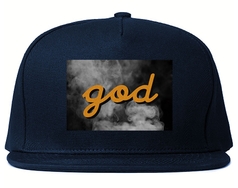 God Up In Smoke Puff Goth Dark Snapback Hat in Navy Blue By Kings Of NY