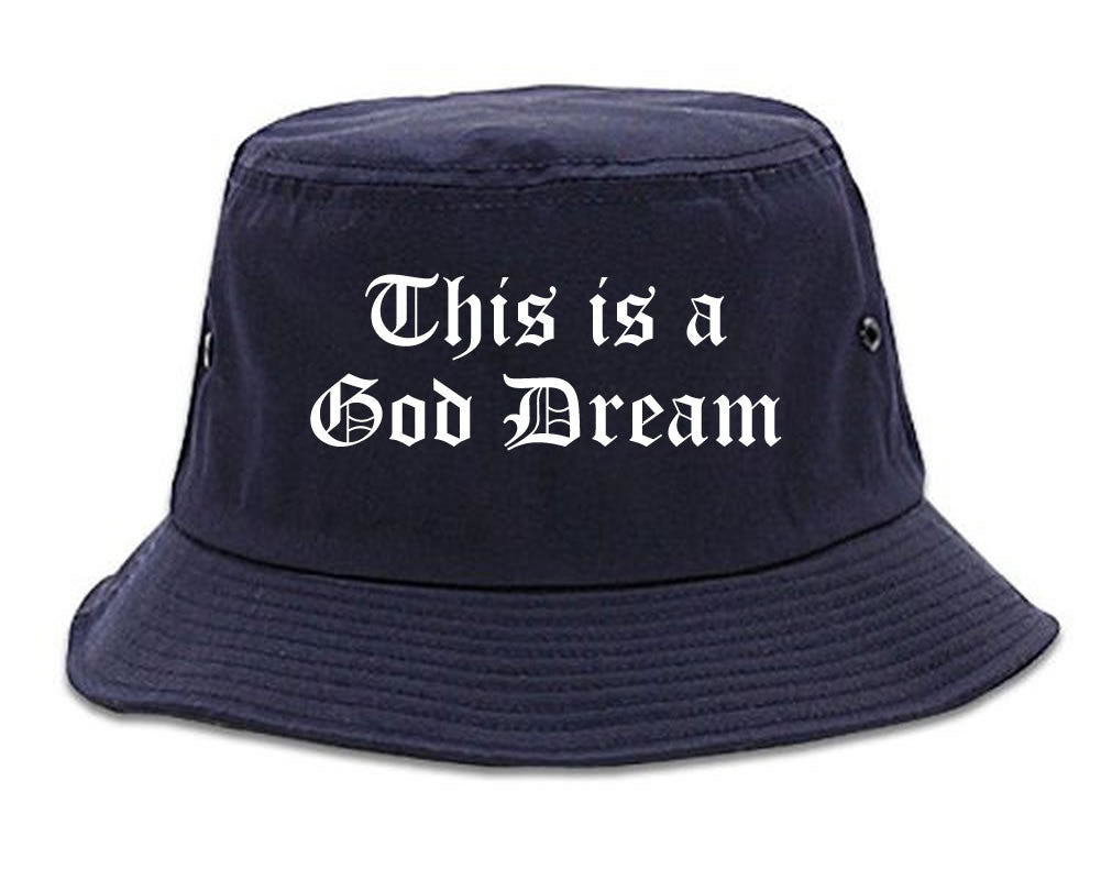 This Is A God Dream Gothic Old English Bucket Hat in Navy Blue By Kings Of NY