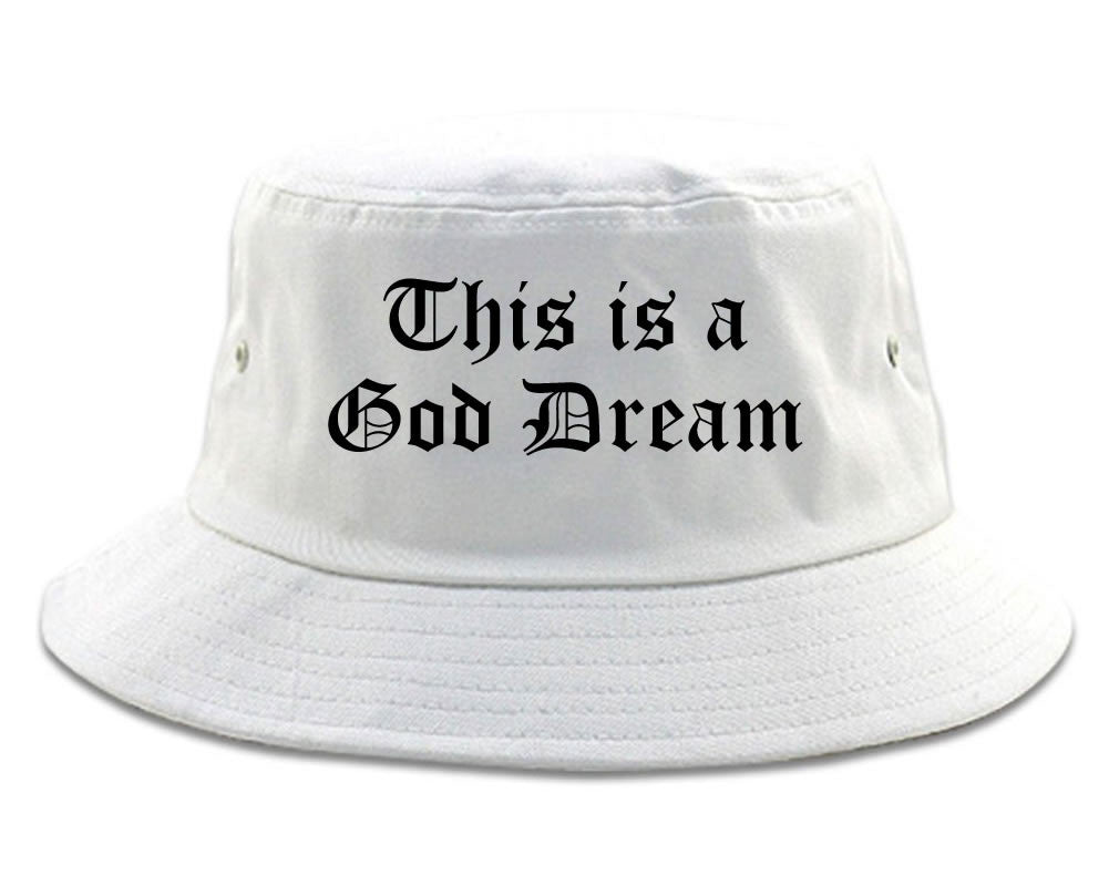 This Is A God Dream Gothic Old English Bucket Hat in White  By Kings Of NY