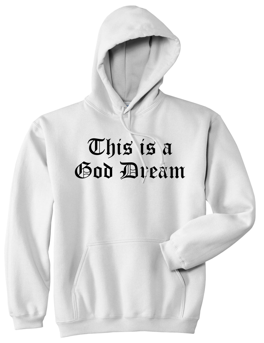 This Is A God Dream Gothic Old English Pullover Hoodie in White By Kings Of NY