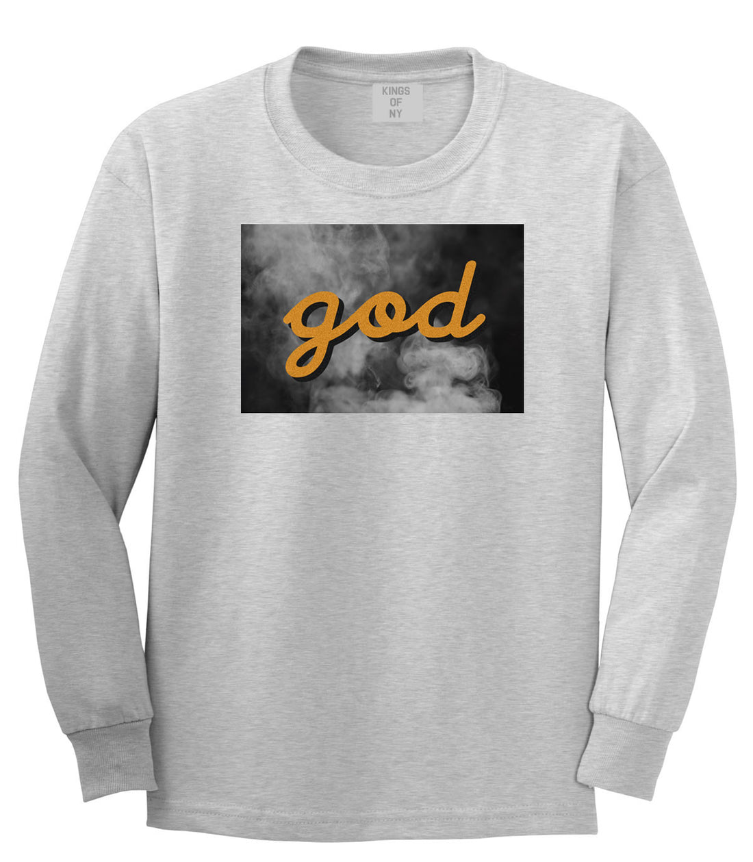 God Up In Smoke Puff Goth Dark Long Sleeve T-Shirt in Grey By Kings Of NY