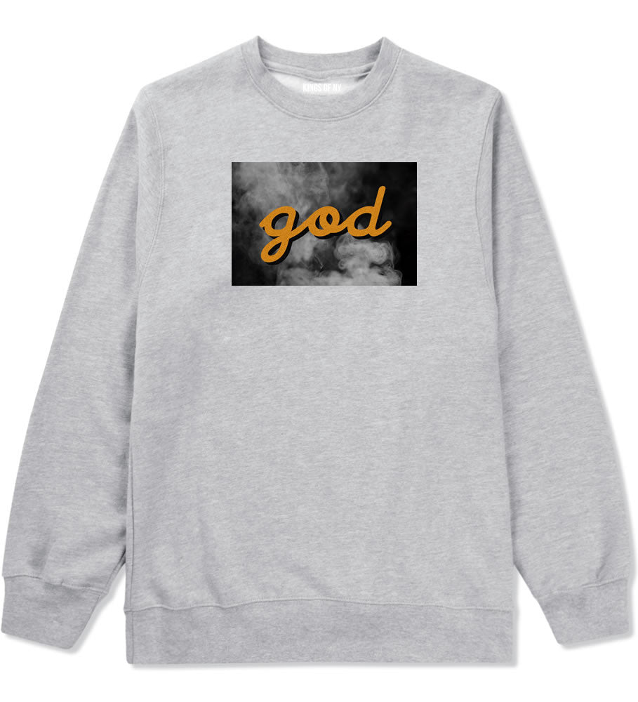 God Up In Smoke Puff Goth Dark Crewneck Sweatshirt in Grey By Kings Of NY