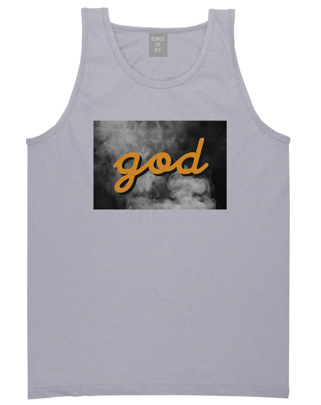 God Up In Smoke Puff Goth Dark Tank Top in Grey By Kings Of NY