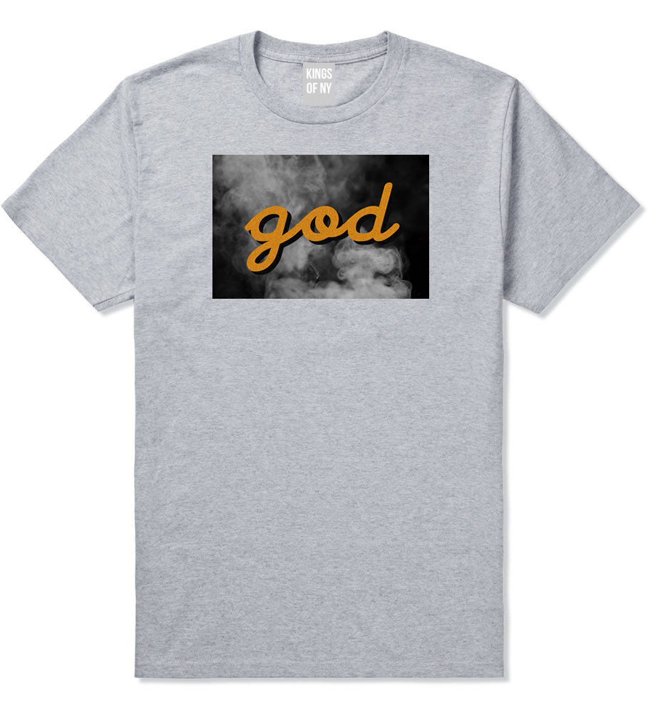 God Up In Smoke Puff Goth Dark T-Shirt in Grey By Kings Of NY