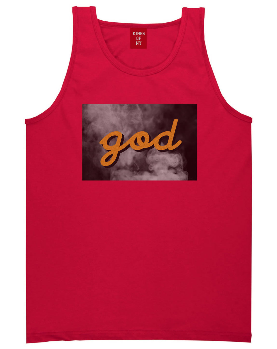 God Up In Smoke Puff Goth Dark Tank Top in Red By Kings Of NY
