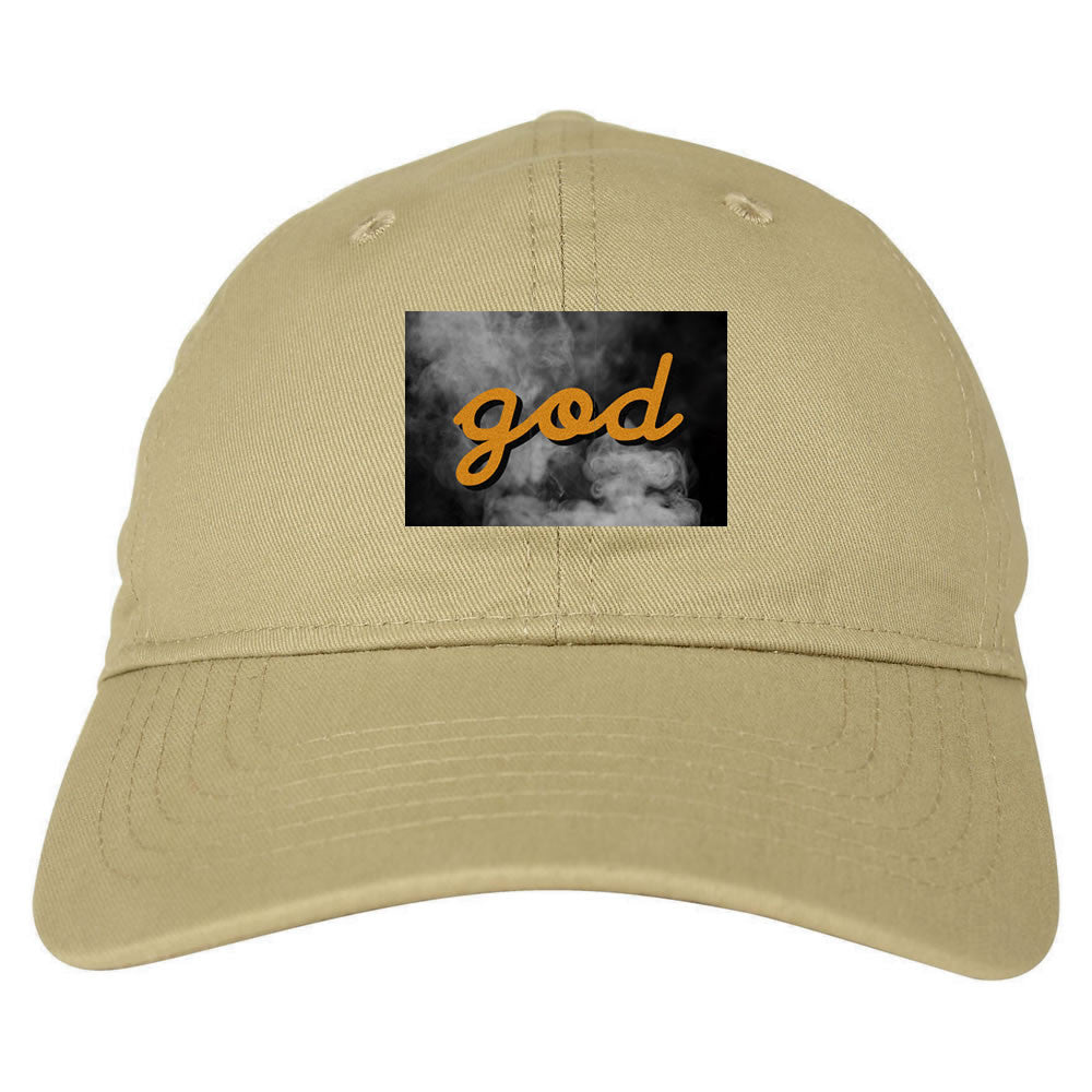 God Up In Smoke Puff Goth Dark Dad Hat in Tan By Kings Of NY