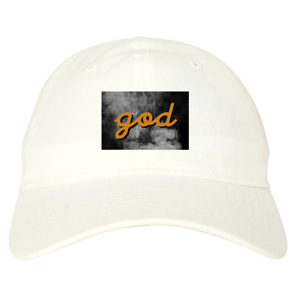 God Up In Smoke Puff Goth Dark Dad Hat in White By Kings Of NY