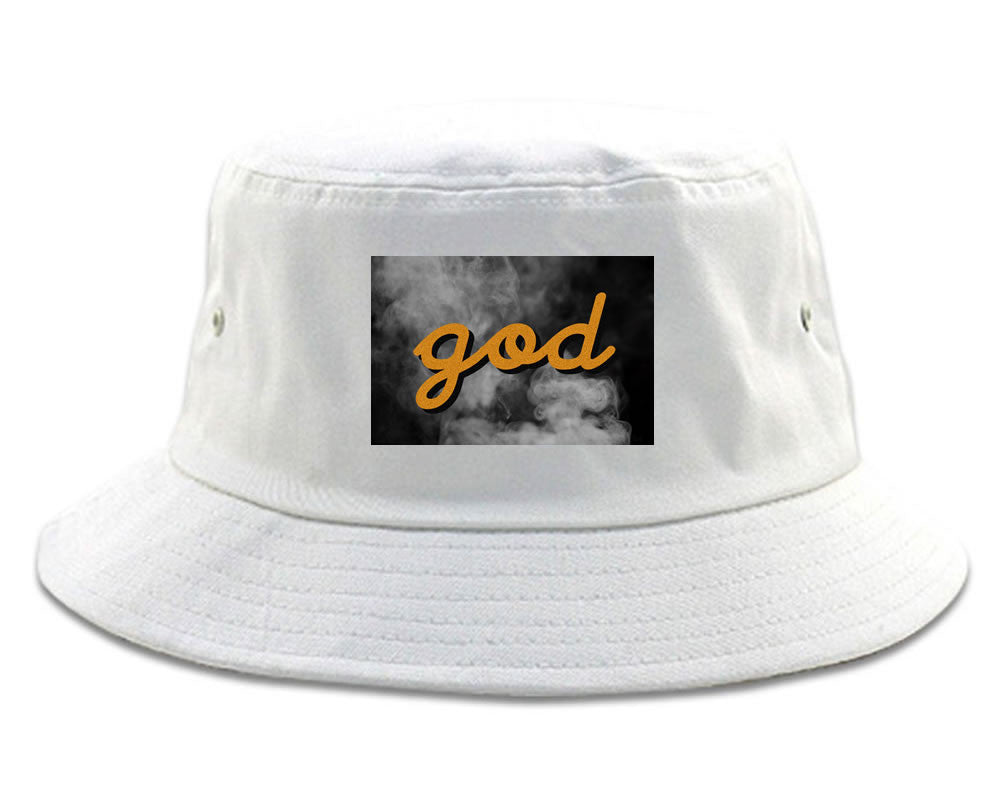 God Up In Smoke Puff Goth Dark Bucket Hat in White By Kings Of NY