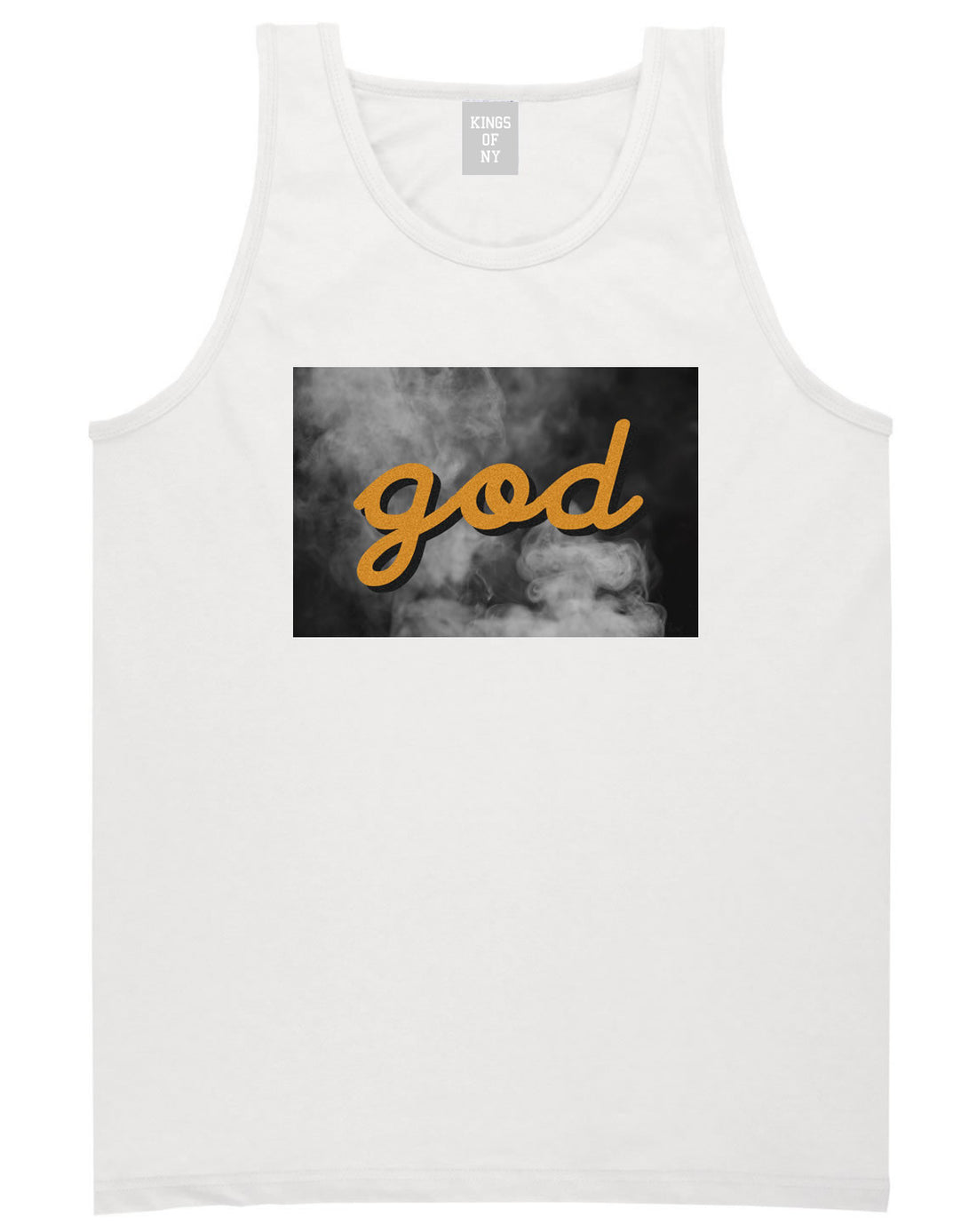 God Up In Smoke Puff Goth Dark Tank Top in White By Kings Of NY