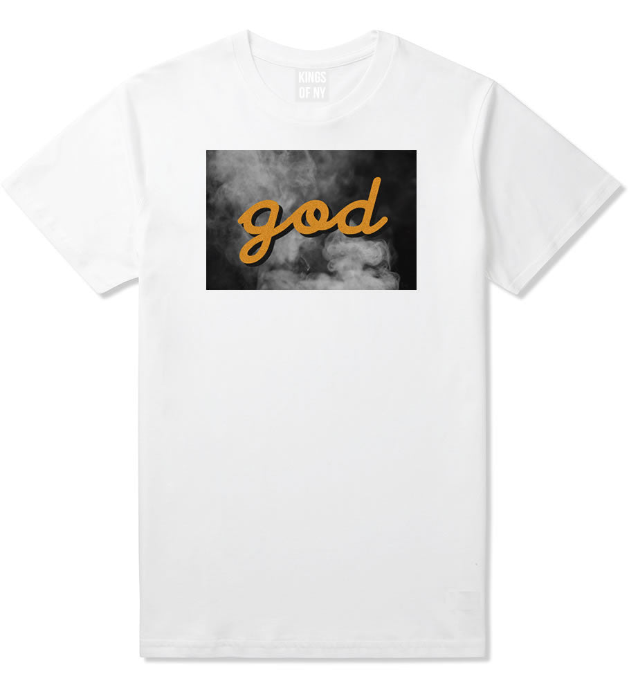 God Up In Smoke Puff Goth Dark T-Shirt in White By Kings Of NY
