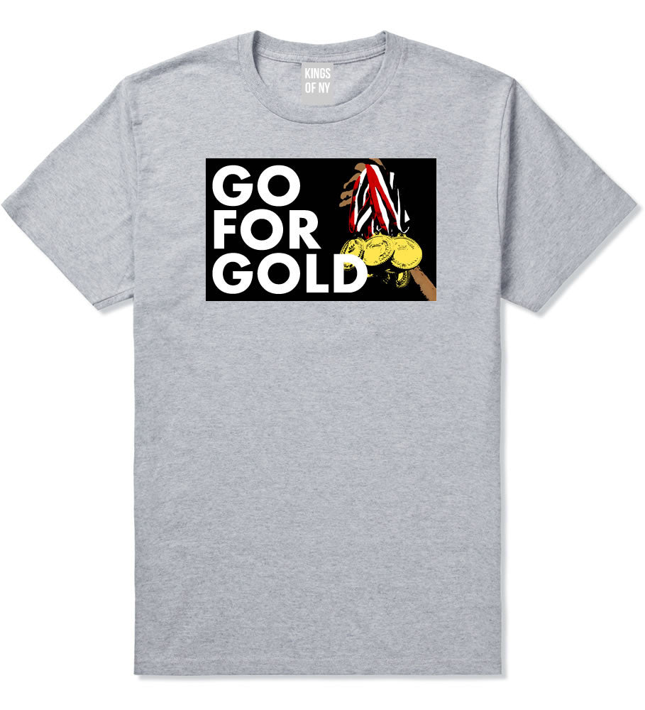 Go For Gold Medals Olympics T-Shirt in Grey