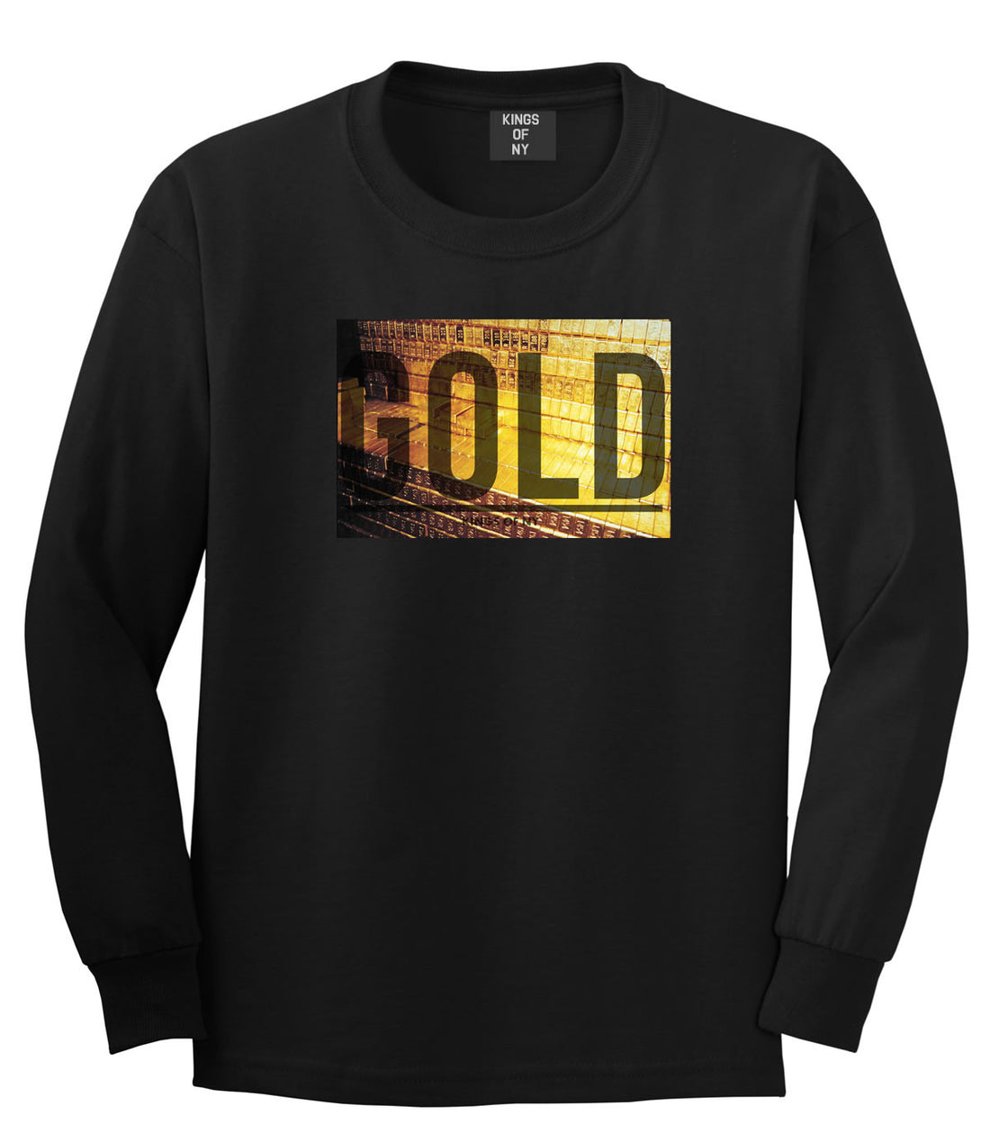 Gold Bricks Money Luxury Bank Cash Long Sleeve T-Shirt In Black by Kings Of NY