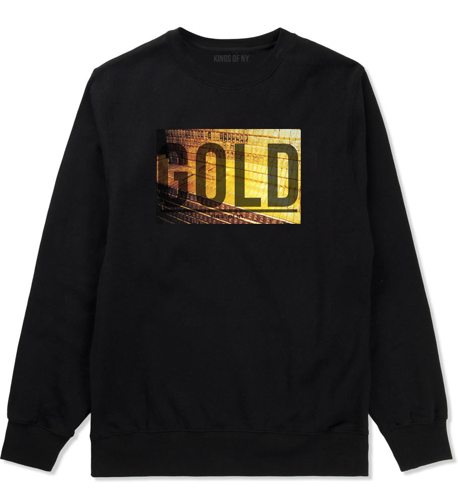 Gold Bricks Money Luxury Bank Cash Crewneck Sweatshirt In Black by Kings Of NY