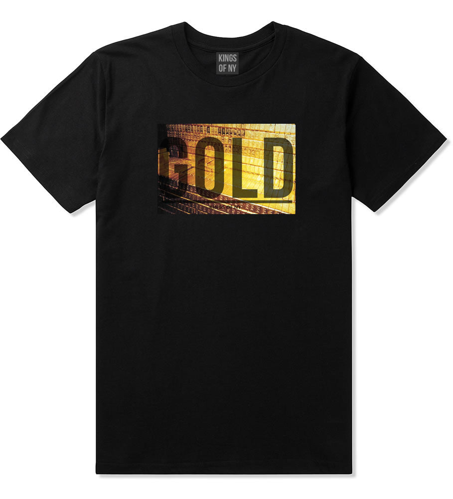 Gold Bricks Money Luxury Bank Cash Boys Kids T-Shirt In Black by Kings Of NY