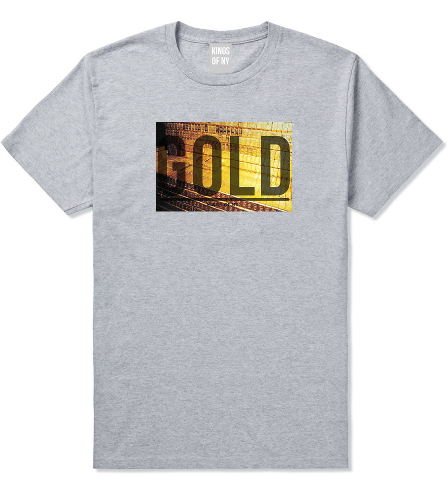 Gold Bricks Money Luxury Bank Cash T-Shirt In Grey by Kings Of NY
