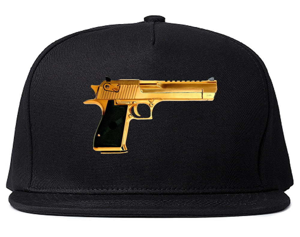 Gold Gun 9mm Revolver Chrome 45 Snapback Hat By Kings Of NY