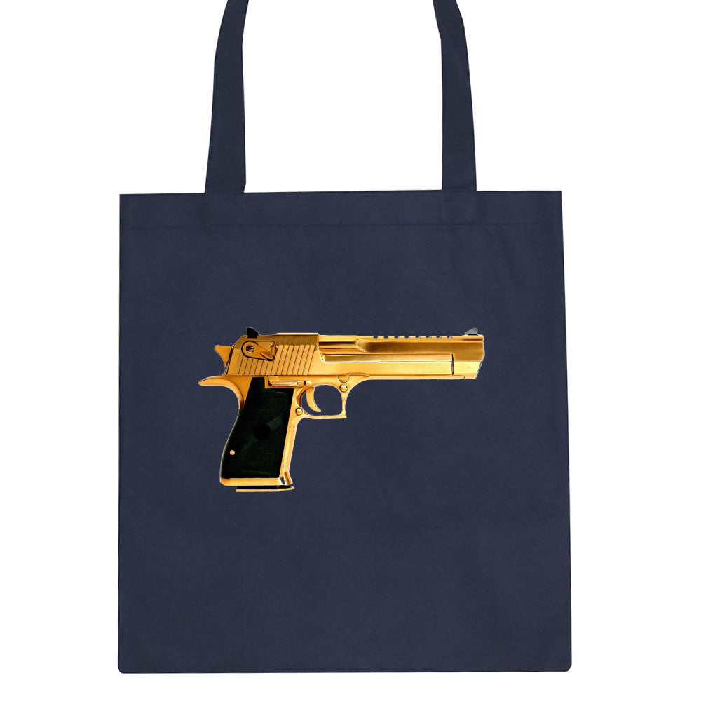 Gold Gun 9mm Revolver Chrome 45 Tote Bag By Kings Of NY