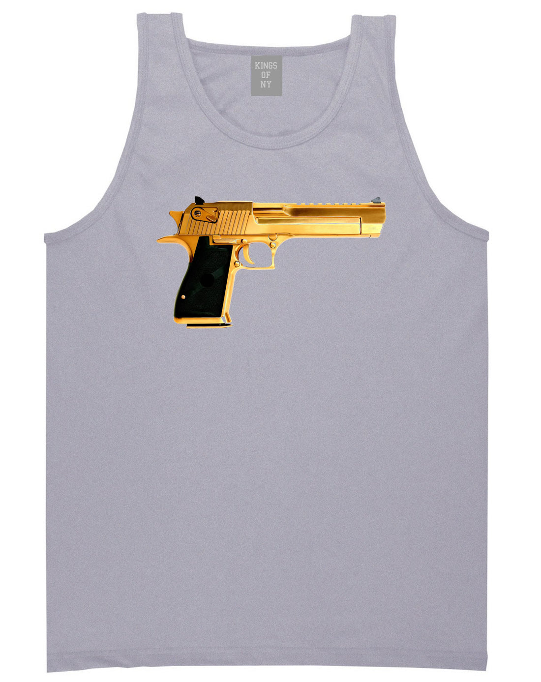 Gold Gun 9mm Revolver Chrome 45 Tank Top In Grey by Kings Of NY