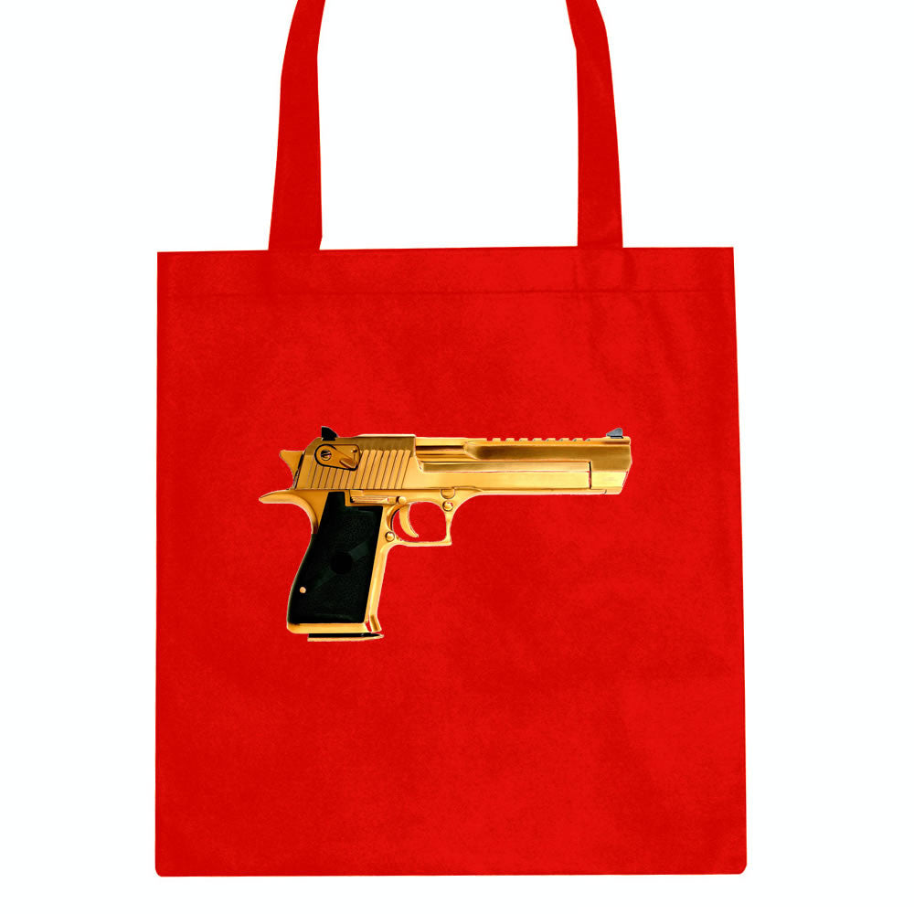 Gold Gun 9mm Revolver Chrome 45 Tote Bag By Kings Of NY