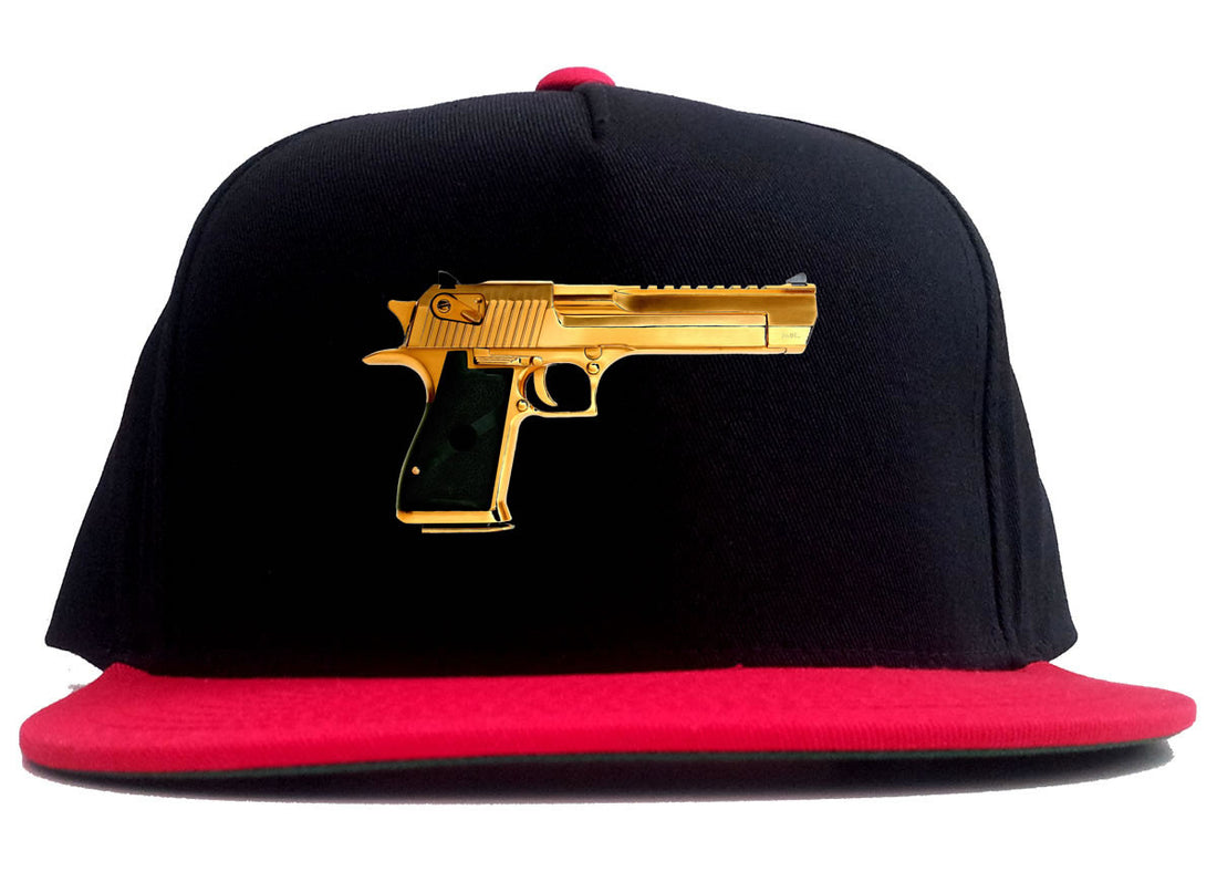 Gold Gun 9mm Revolver Chrome 45 2 Tone Snapback Hat By Kings Of NY
