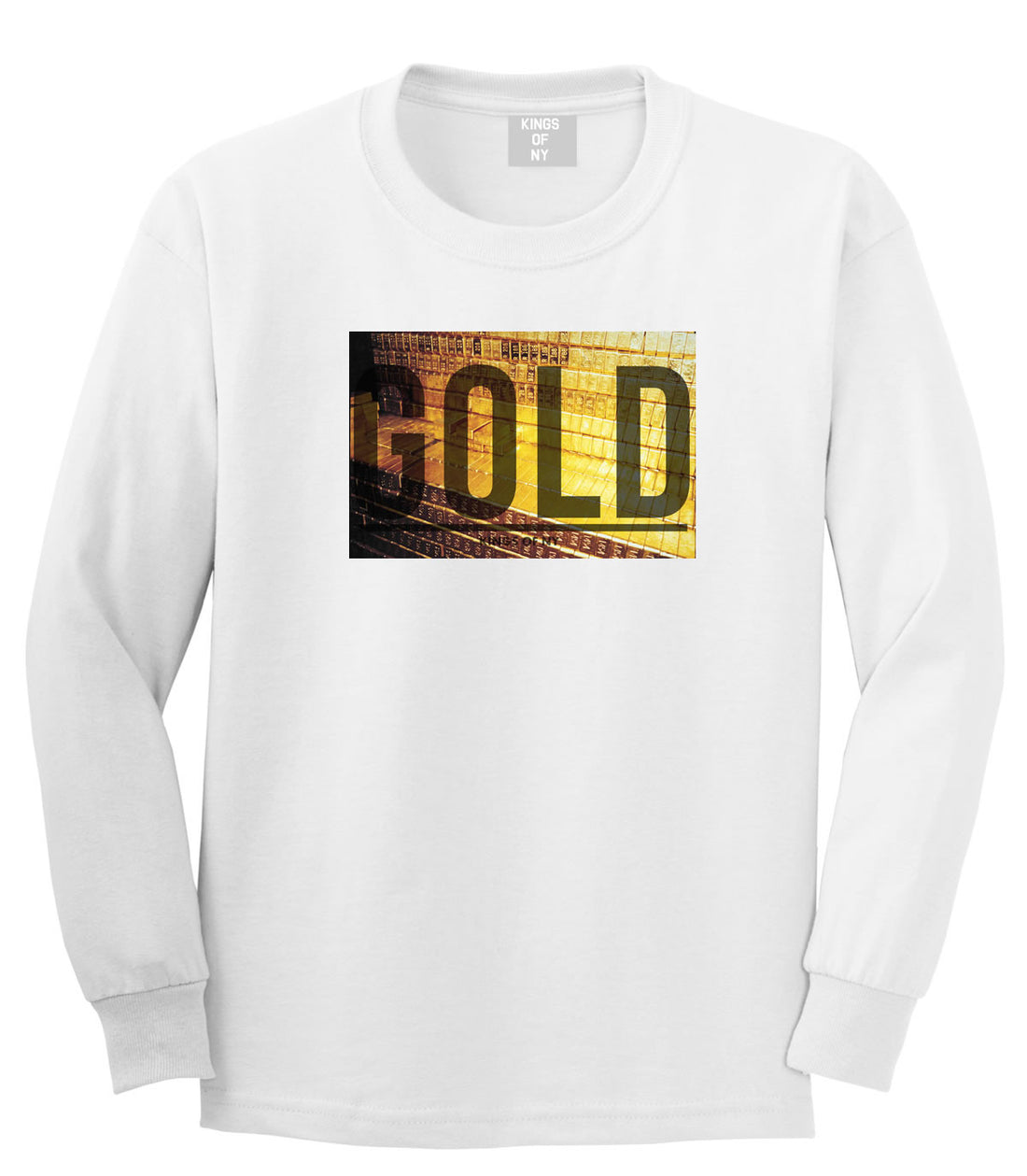 Gold Bricks Money Luxury Bank Cash Long Sleeve Boys Kids T-Shirt in White by Kings Of NY