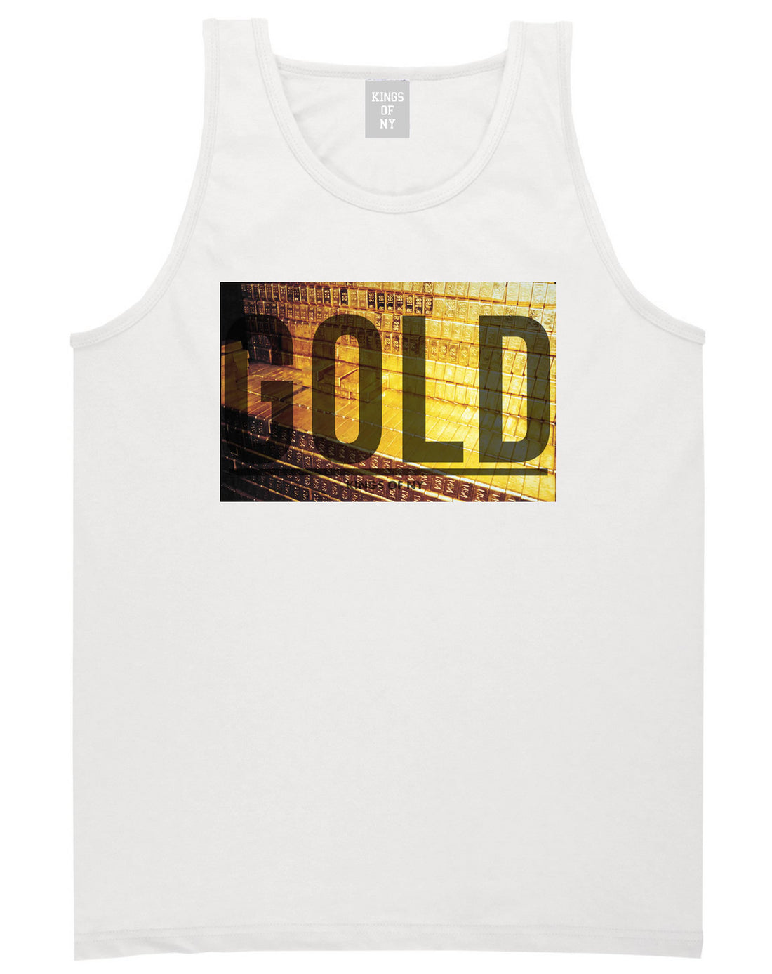 Gold Bricks Money Luxury Bank Cash Tank Top In White by Kings Of NY