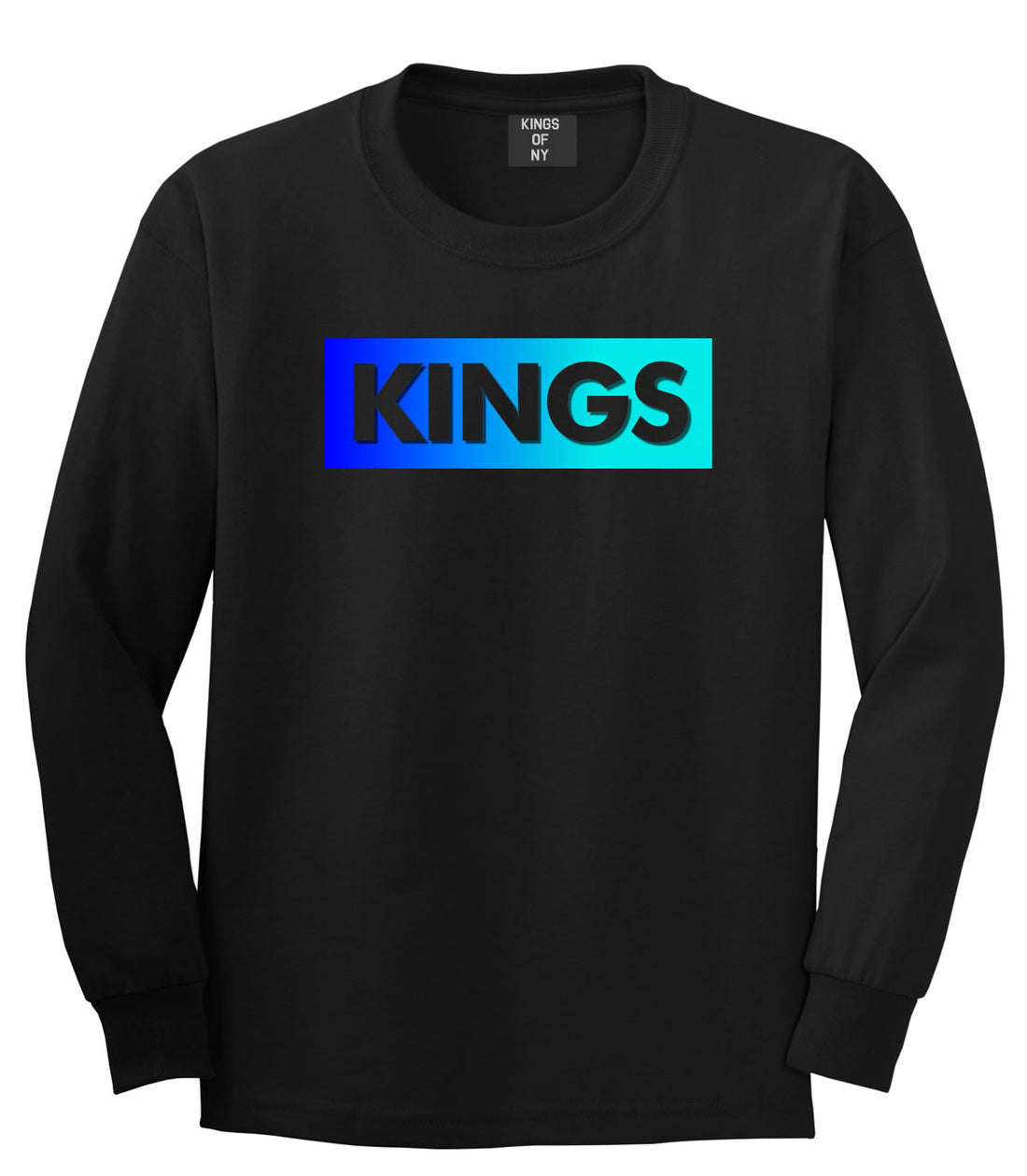 Kings Blue Gradient Boys Kids Long Sleeve T-Shirt in Black by Kings Of NY