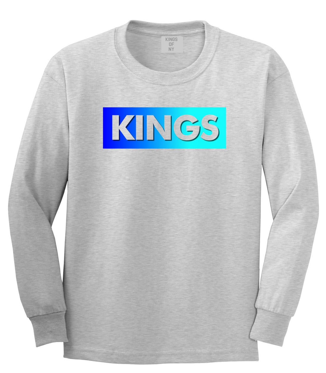 Kings Blue Gradient Boys Kids Long Sleeve T-Shirt in Grey by Kings Of NY