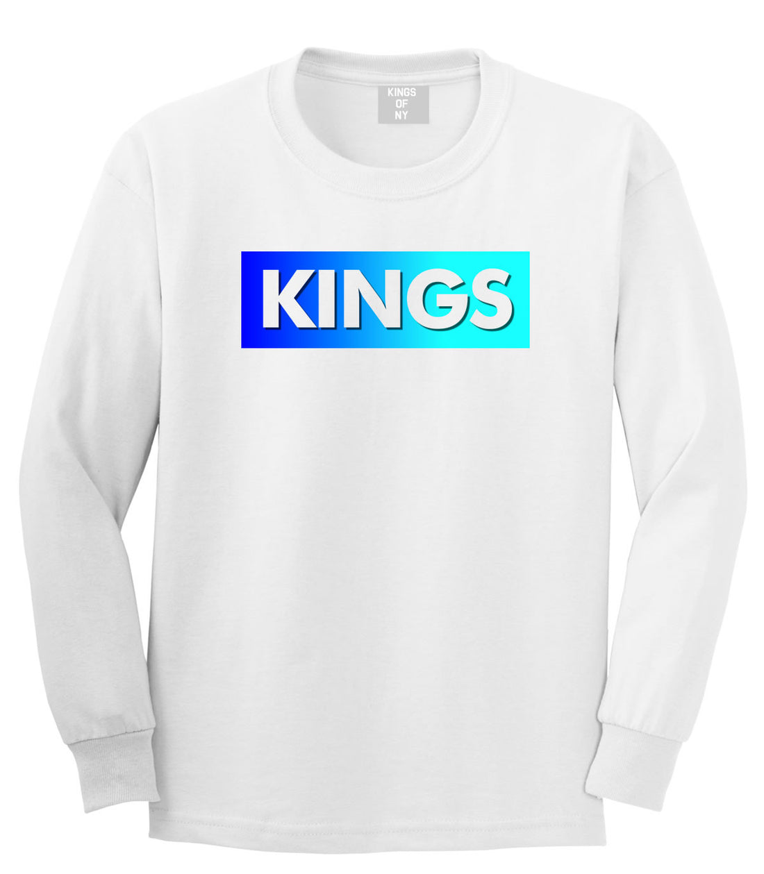 Kings Blue Gradient Boys Kids Long Sleeve T-Shirt in White by Kings Of NY