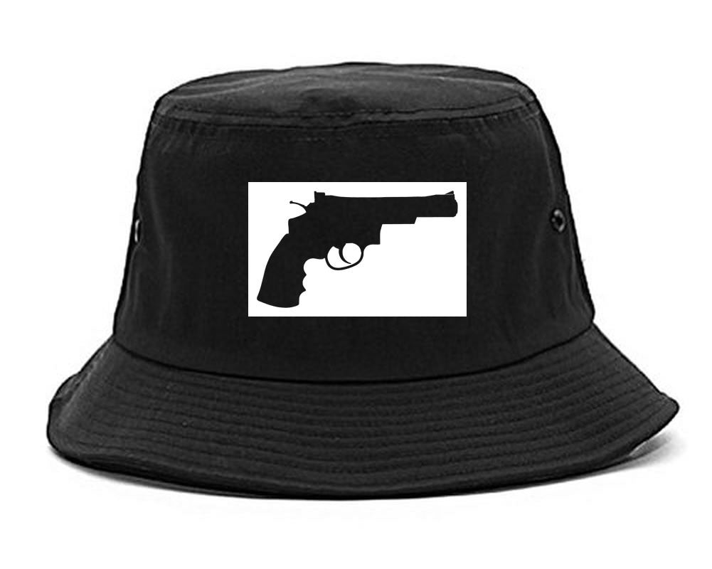 Gun Silhouette Revolver 45 Chrome Bucket Hat By Kings Of NY