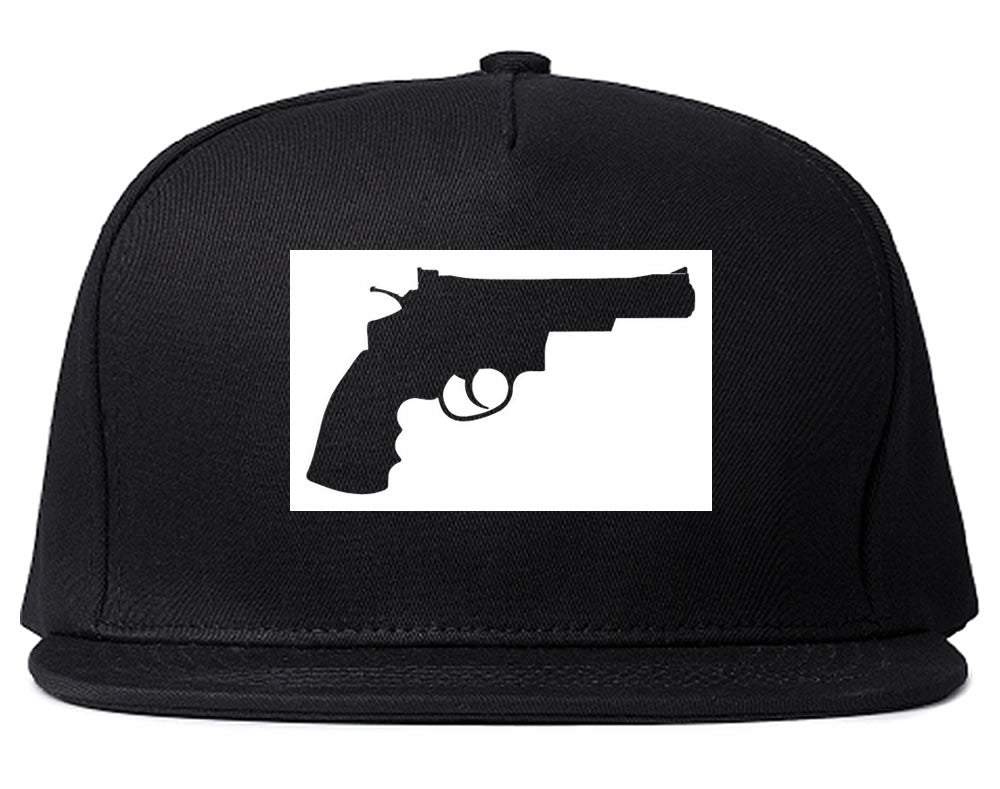 Gun Silhouette Revolver 45 Chrome Snapback Hat By Kings Of NY
