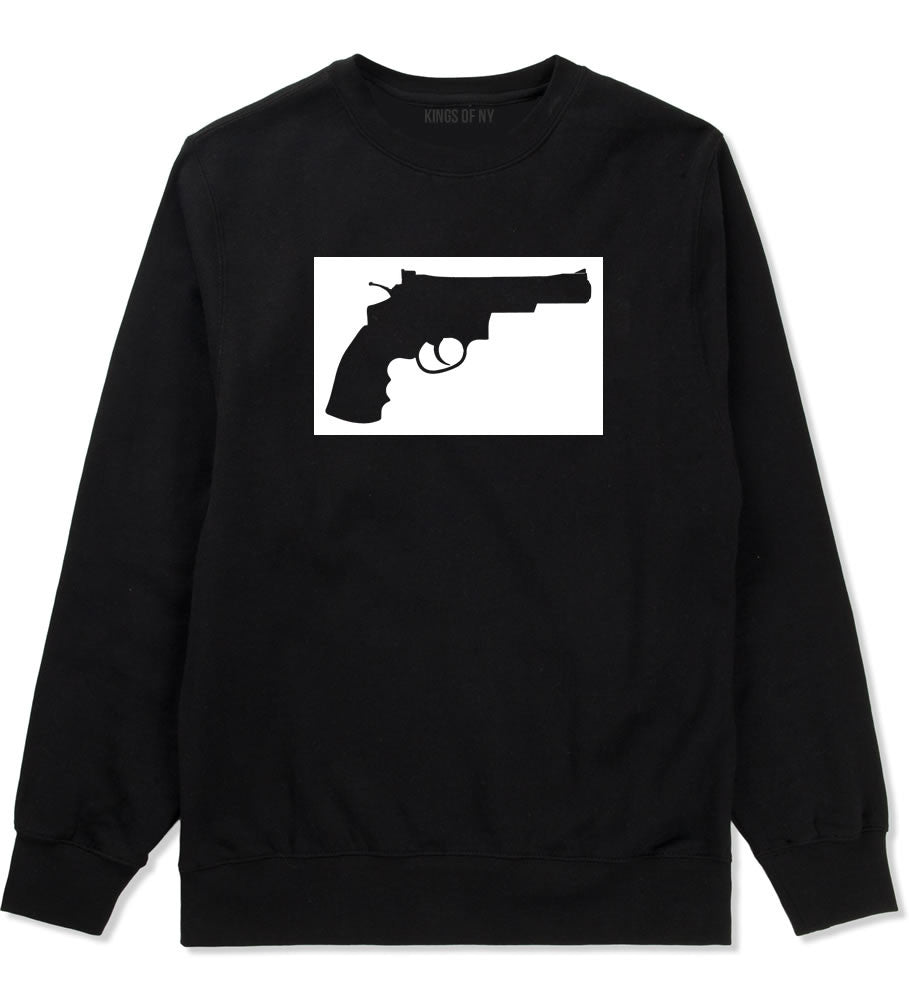 Gun Silhouette Revolver 45 Chrome Crewneck Sweatshirt in Black By Kings Of NY