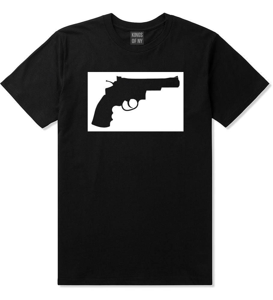 Gun Silhouette Revolver 45 Chrome Boys Kids T-Shirt in Black By Kings Of NY