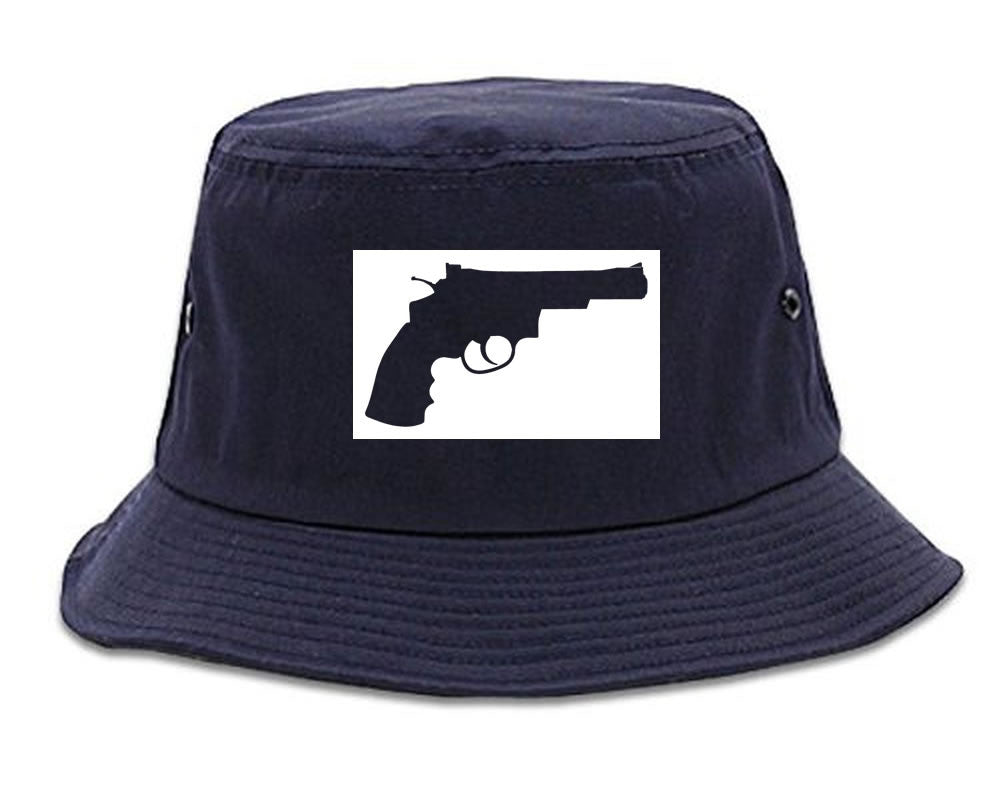 Gun Silhouette Revolver 45 Chrome Bucket Hat By Kings Of NY