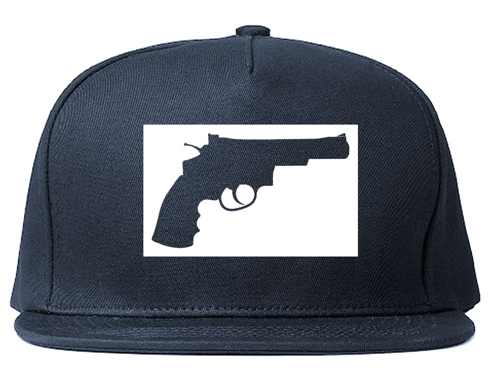 Gun Silhouette Revolver 45 Chrome Snapback Hat By Kings Of NY