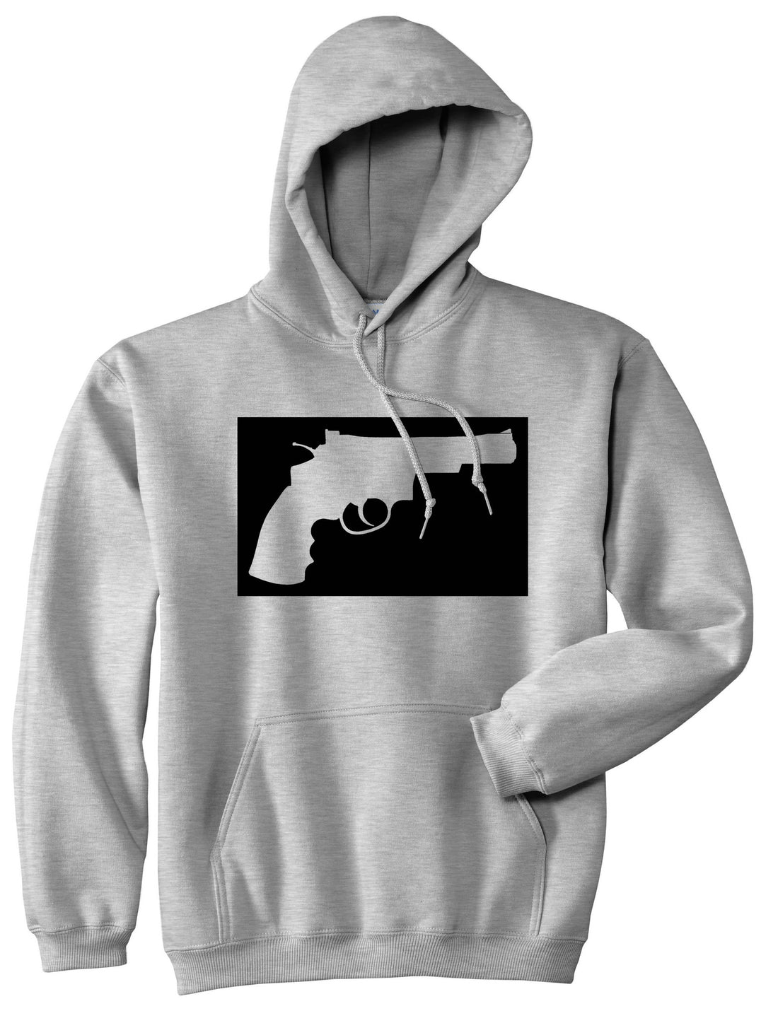 Gun Silhouette Revolver 45 Chrome Pullover Hoodie in Grey By Kings Of NY