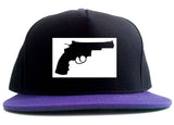 Gun Silhouette Revolver 45 Chrome 2 Tone Snapback Hat By Kings Of NY