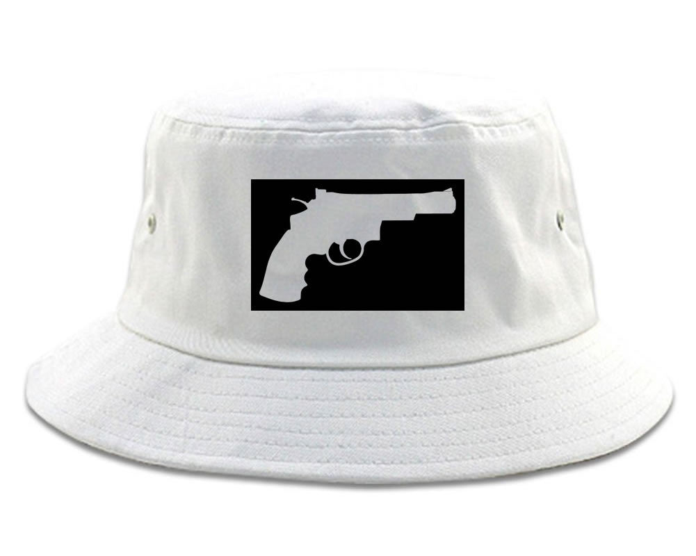 Gun Silhouette Revolver 45 Chrome Bucket Hat By Kings Of NY