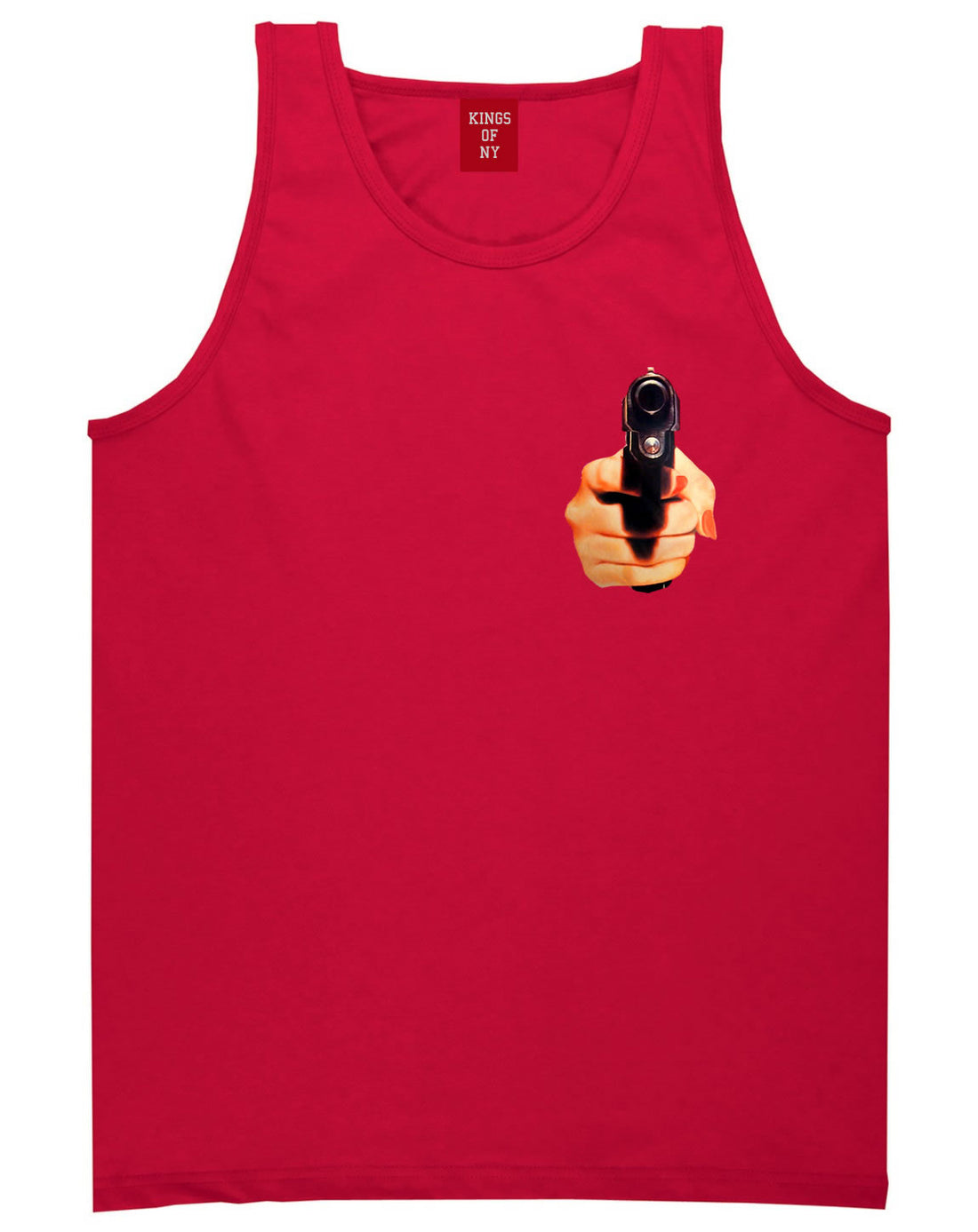 Hand Gun Women Girls Sexy Hot Tough Tank Top In Red by Kings Of NY