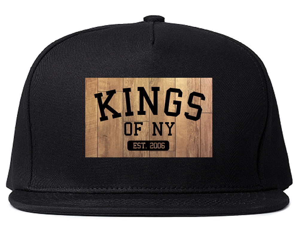Hardwood Basketball Logo Snapback Hat in Black by Kings Of NY