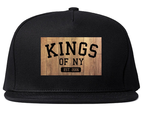 Hardwood Basketball Logo Snapback Hat in Black by Kings Of NY