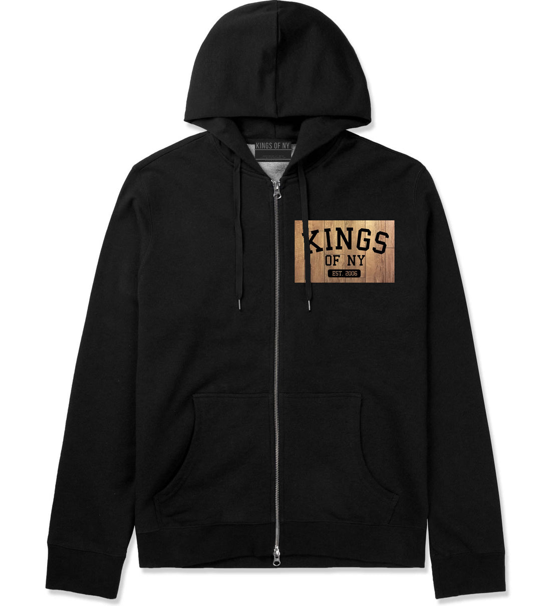 Hardwood Basketball Logo Zip Up Hoodie Hoody in Black by Kings Of NY