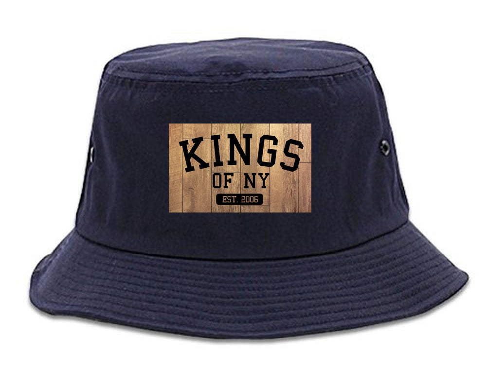 Hardwood Basketball Logo Bucket Hat in Blue by Kings Of NY