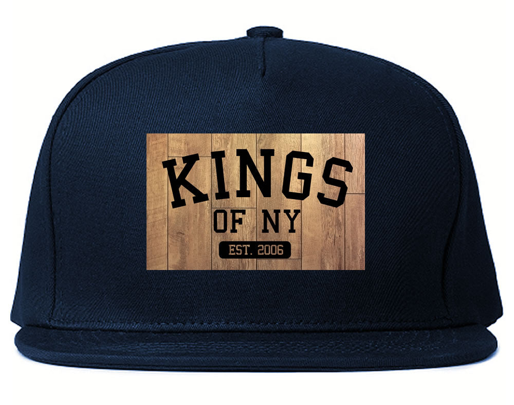 Hardwood Basketball Logo Snapback Hat in Blue by Kings Of NY