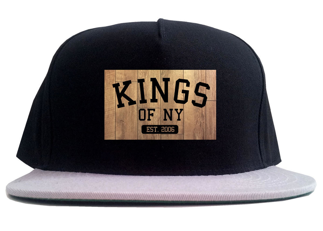 Hardwood Basketball Logo 2 Tone Snapback Hat in Black and Grey by Kings Of NY