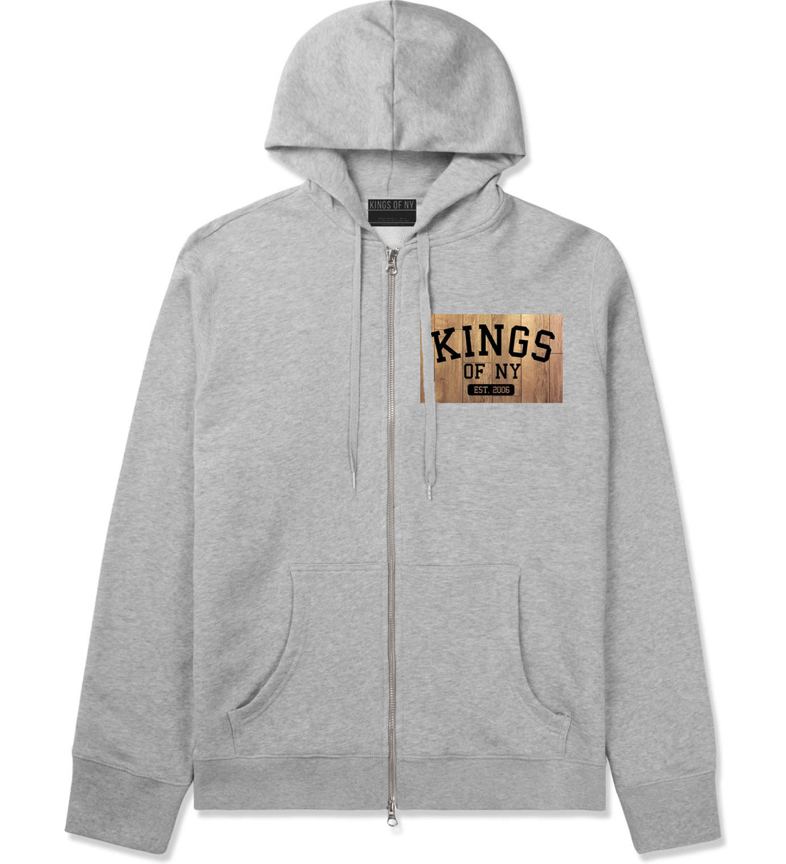 Hardwood Basketball Logo Zip Up Hoodie Hoody in Grey by Kings Of NY